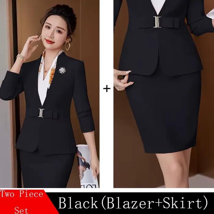 Jupe de Bureau Formelle Imbibée pour Femmes, Ensemble de Blazers, Uniforme à Manches sulf, Élégant, 