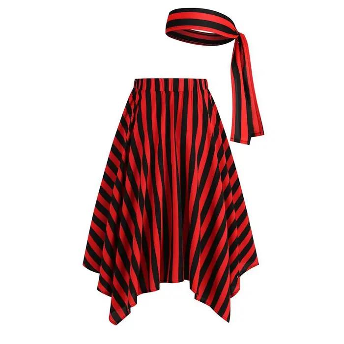 Jupe rayée d'Halloween, foulard rayé de pirate, jupe à coins pointus, impression 3D