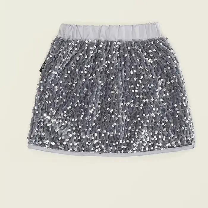 Jupe courte polyvalente à paillettes pour filles, demi-jupe trapèze légère de luxe à la mode pour en