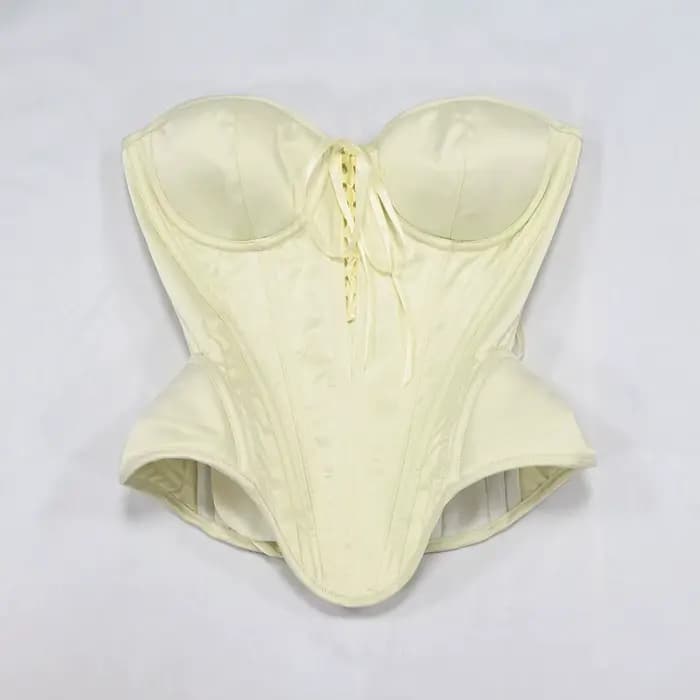 Corset bustier fantaisie pour femme, avec bonnets, à lacets et à baleines, en satin, style tube top 