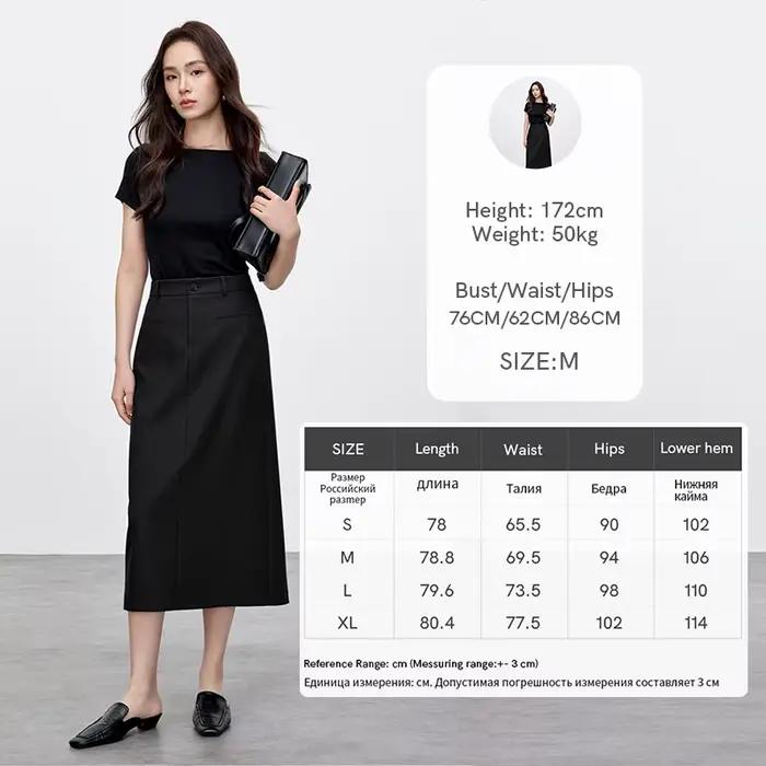 Jupe midi rétro à tube droit SENTUBILA pour femme, style preppy, taille haute, amincissante, fendue,