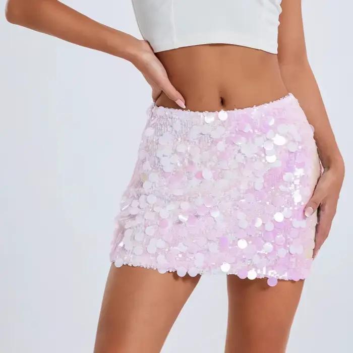 Mini-jupe sexy à sequins pour femme, jupe courte moulante tendance style A, tenue de soirée Y2K pour