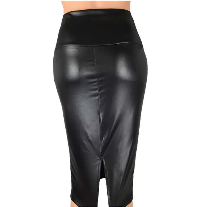 Jupe en cuir dos fendu femmes Sexy moulante jupe crayon Sexy bureau dame crayon paquet jupes taille 