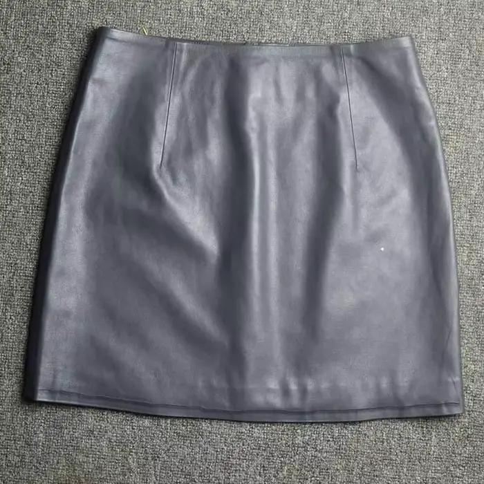 Cuir véritable 2025 une ligne coupe ajustée enveloppement fesses jupe courte en peau de mouton taill