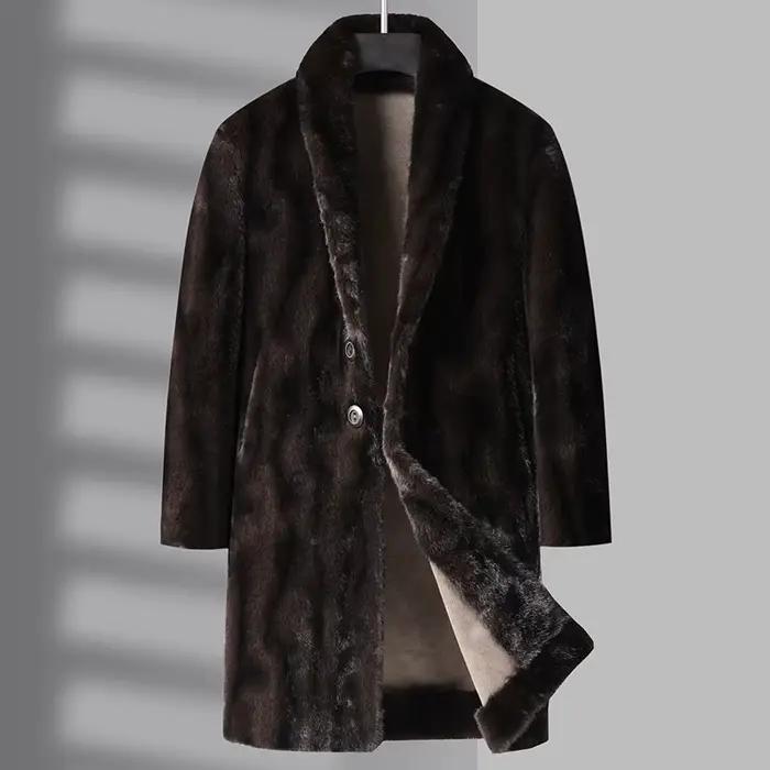 Double face portable mi-longue épaisse fourrure coupe-vent veste 2025 hiver décontracté chaud en pel