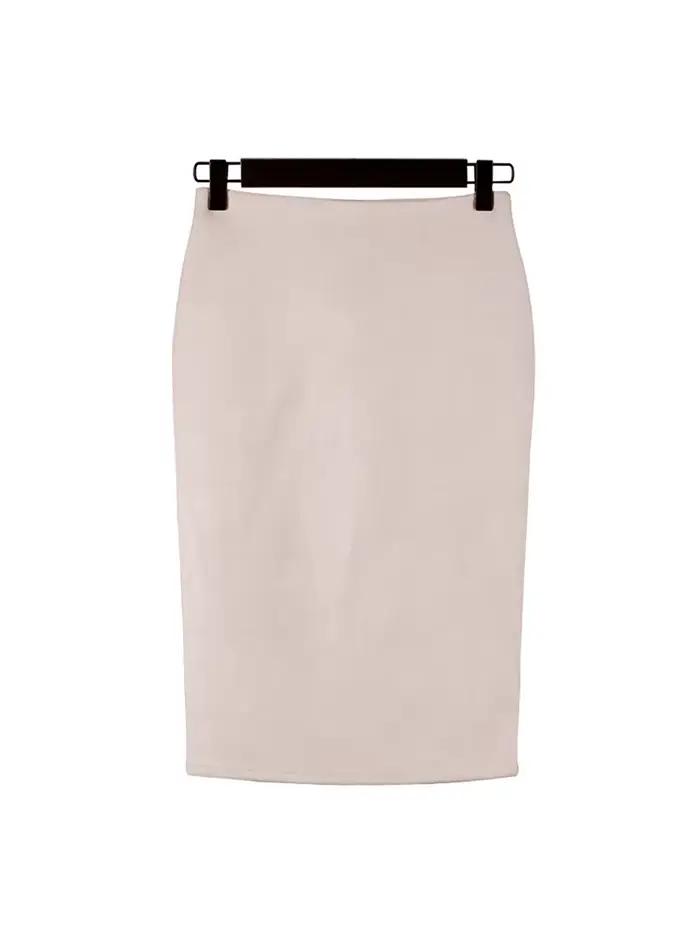 Femmes jupes daim couleur unie jupe crayon femme automne hiver taille haute moulante Vintage daim fe