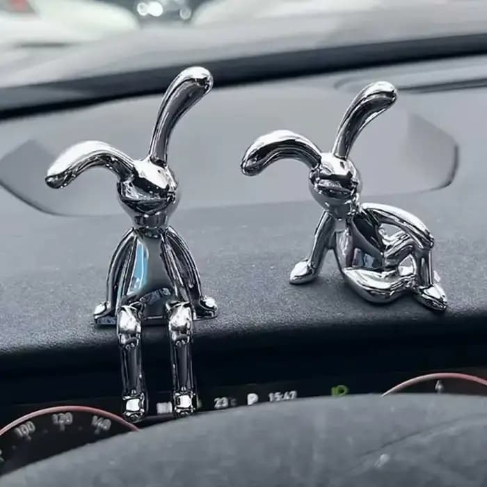 Double Statue de lapin à longues oreilles, 2 pièces, accessoires de décoration de dessin animé, salo