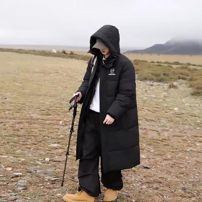 -30 °   Doudoune longue d'hiver pour hommes, longueur aux genoux, épaisse et chaude, Parka bouffante