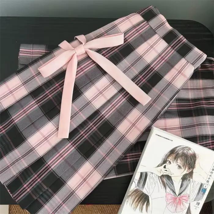 Jupe plissée rose de Style collégial pour femmes, jupe courte, uniforme JK, printemps et été 2025, e