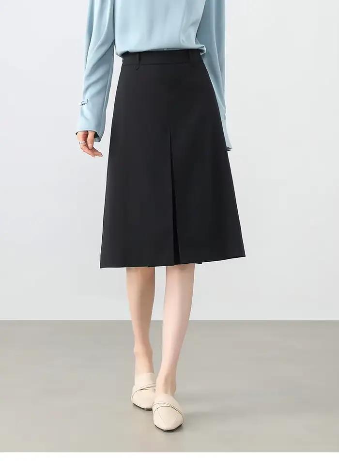 Jupe noire SENTUBILA pour femme, nouvelle collection printemps-automne 2026, élégante jupe trapèze à