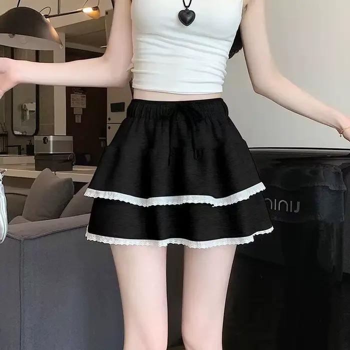 Jupe de sport grise pour femme, nouvelle collection été, taille haute élastique, fine et décontracté