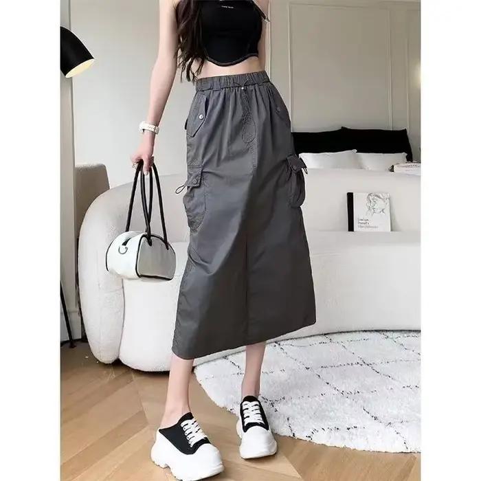 Jupe demi-corps fendue mi-longue pour femmes, vêtements de travail Wstring de proximité, jupe une ét
