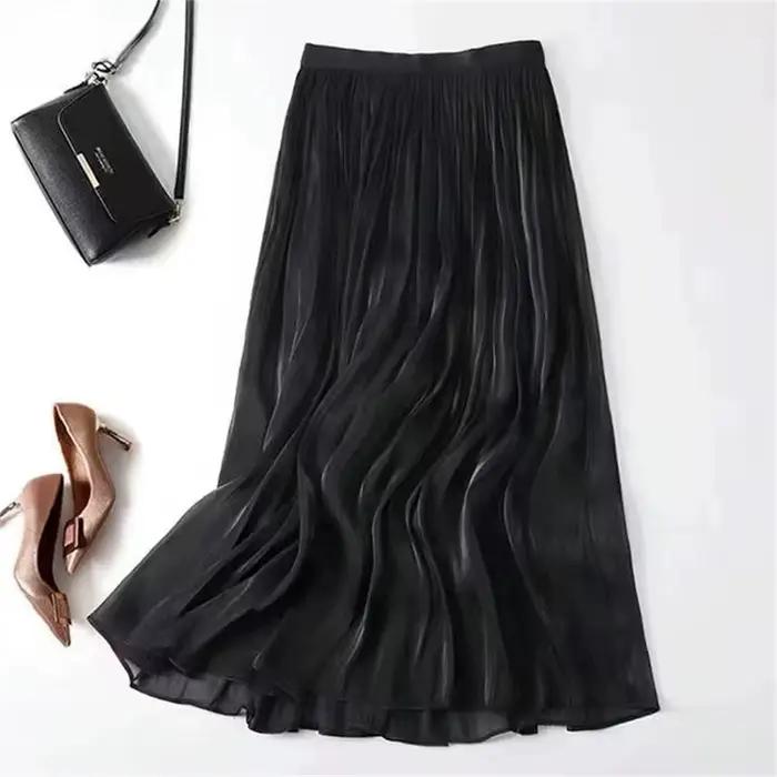 Jupes longues en maille pour femmes, élégantes, ligne a, couleur unie, taille élastique, vêtements à