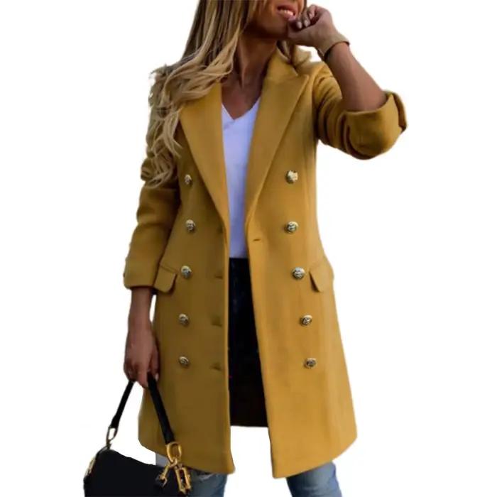 Pardessus en laine à manches longues pour femme, classique, coupe ajustée, décontracté