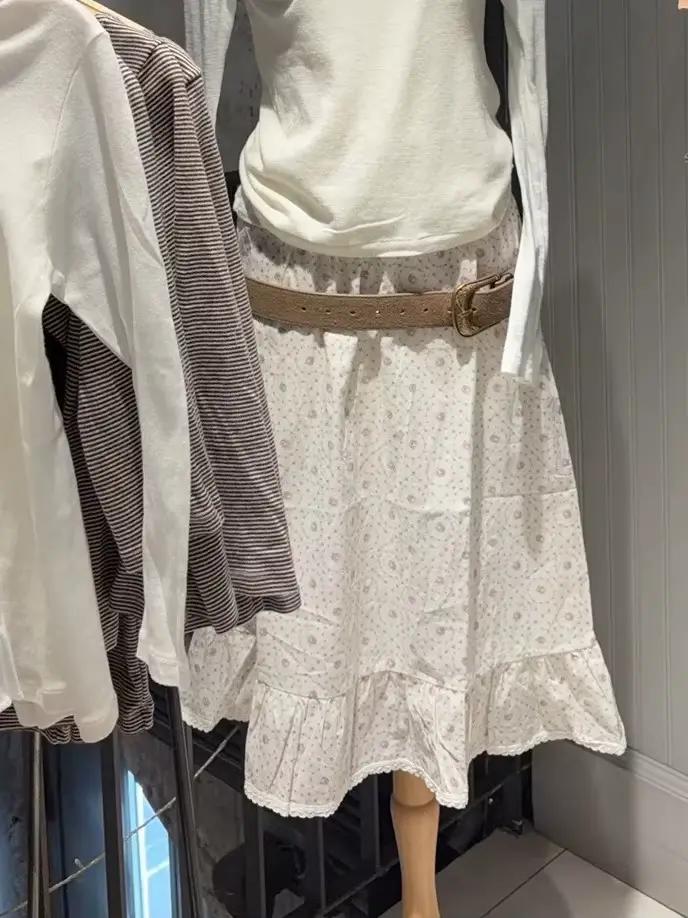 Jupe trapèze taille haute à motif floral violet pour femme, style streetwear décontracté et preppy, 