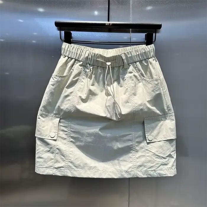 Jupe Courte Décontractée Femme Été 2026 Moulante Multipoches Taille Élastique avec Cordon de Serrage