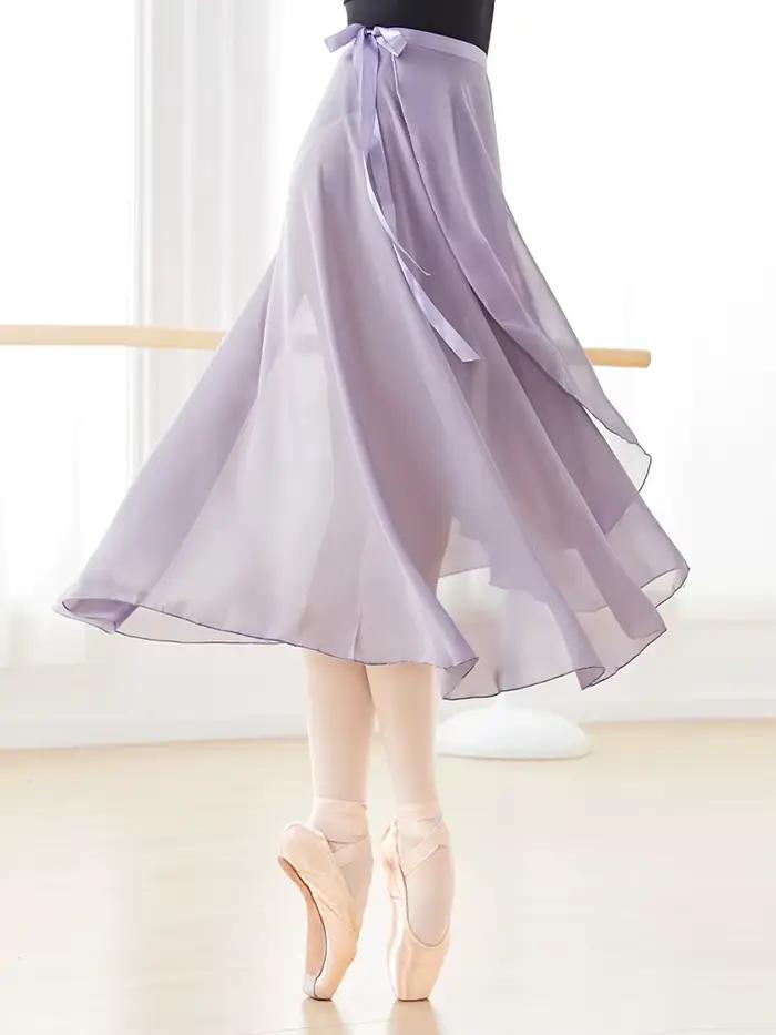 Jupe de ballet enveloppante pour femme adulte, en mousseline douce, pour la pratique de la danse, le