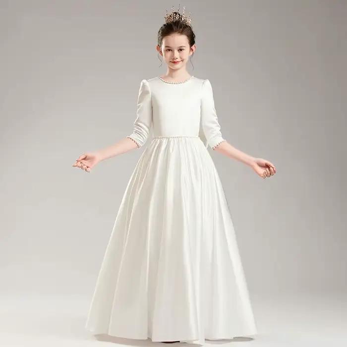 Robe de princesse élégante pour filles, robes de soirée pour enfants de 4 à 12 ans, vêtements blancs