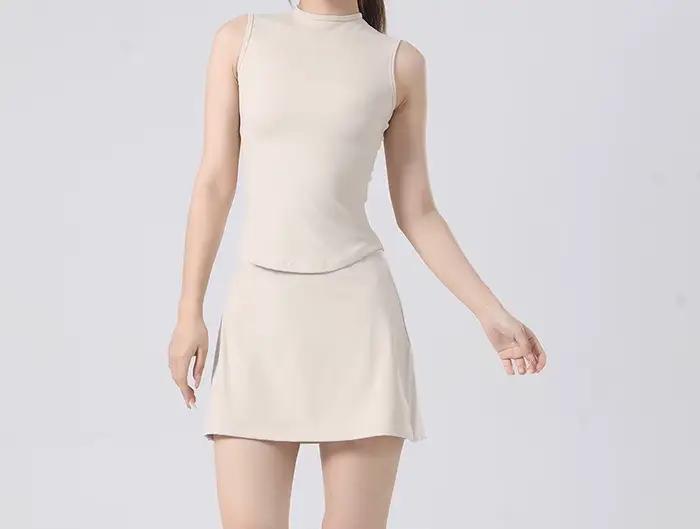 Ensemble jupe de tennis sportive pour femme, taille haute, respirant, décontracté et performant
