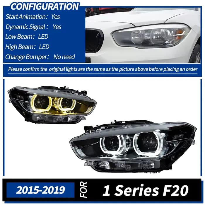 Phare avant pour BMW Série 1 F20 2015-2018 F21, accessoires automobiles, phare Hella 12V, lumières L