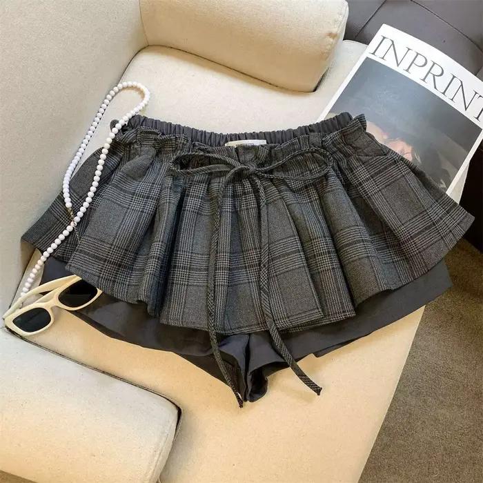 Jupe à carreaux taille basse style doux pour femmes, vêtements Harajuku pas chers, style Y2K, jupe g