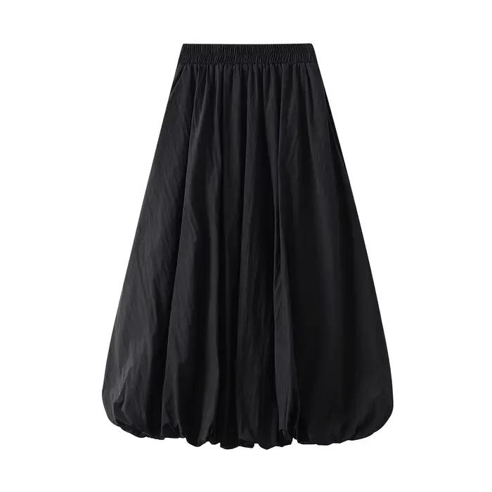 Jupes longues en forme de ballon pour femmes, élégantes, taille haute, couleur unie, coupe trapèze, 