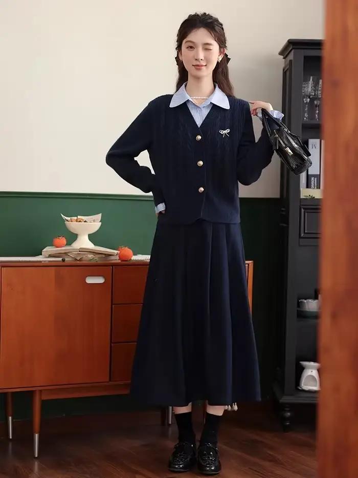 Jupe plissée élégante ALXNAN pour femme, collection Printemps 2026, coupe trapèze mi-longue, décontr