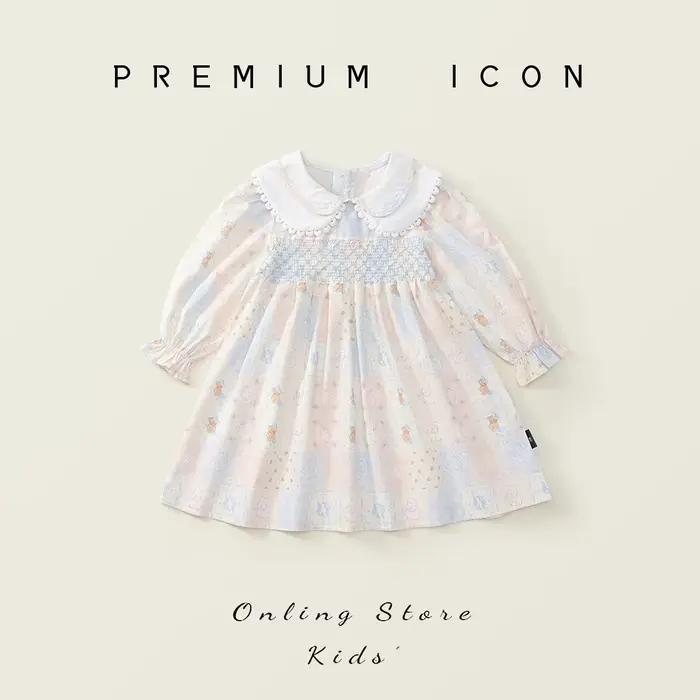 Robe à col pour filles, nouveau Style, vent doux, manches longues, robe de princesse imprimée pour b