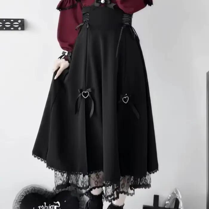 Chemise Jirai kei, jupe JK, style japonais Lolita Y2K, uniforme doux, chemisier en dentelle, robe go