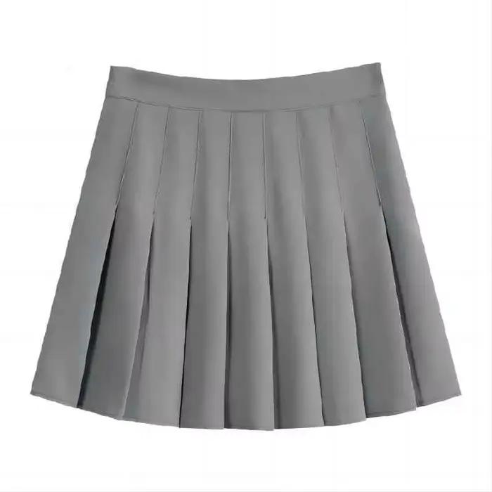 Jupe plissée grise Vintage pour femmes, Mini jupes taille haute Kawaii, mode coréenne, uniforme scol