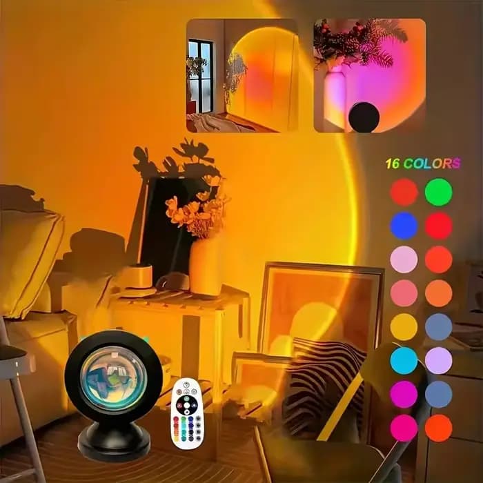 Projecteur de lumière de coucher de soleil avec télécommande, lumière nocturne à 16 couleurs, lumièr