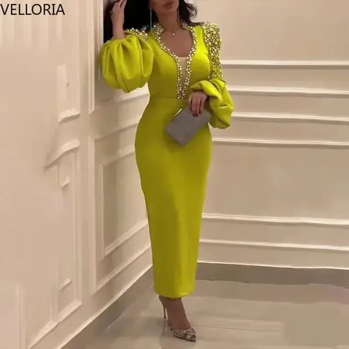 Robe De soirée élégante perlée, manches longues, arabie saoudite, robe De bal formelle pour femmes, 