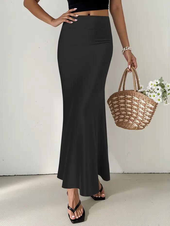 Jupe longue décontractée chic, design épuré, idéale pour le bureau et les sorties du week-end