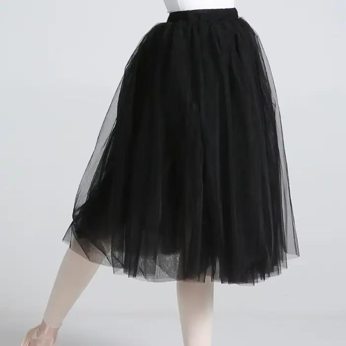 Tutu de ballet blanc classique, taille élastique, quatre couches, tutu de ballerine en tulle, longue