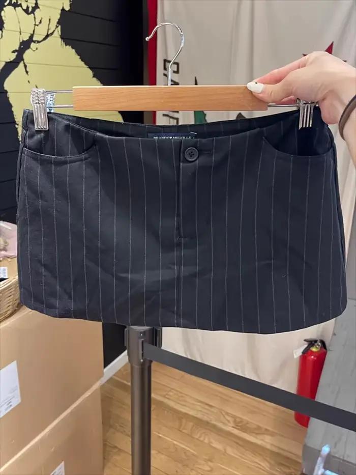 Mini-jupes rayées taille basse pour femme, été, avec poches, coupe droite, streetwear, décontractées