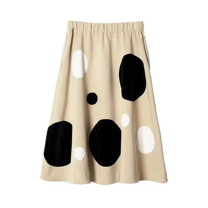 Jupe polyvalente à pois en peluche IMAKOKONI, mi-longue, Air Layer, automne, hiver, 244916