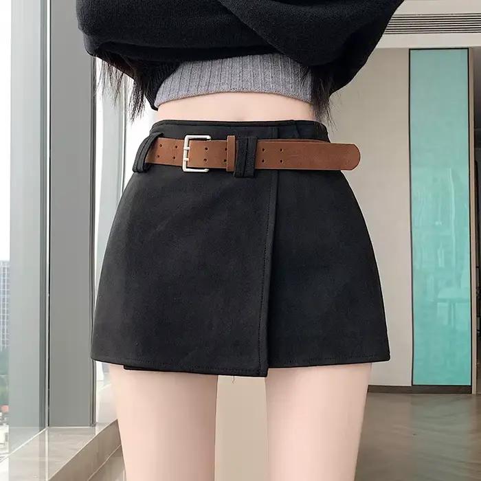 Mini jupes Vintage pour femmes, automne-hiver, Sexy, Y2k, couleur unie, taille haute, moulante, shor