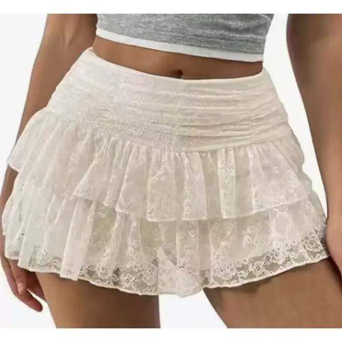 Jupes Bloomer à Volants Mignonnes pour Femmes, Jupe Courte Mini Évasée à Volants Superposés Taille H