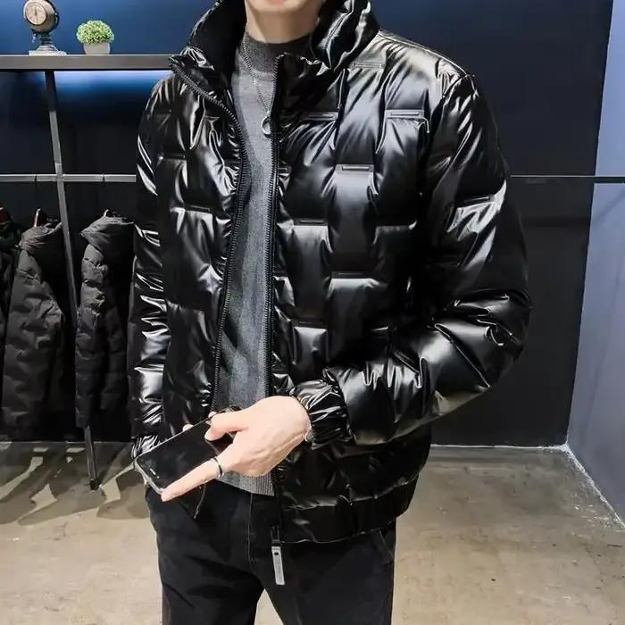 Doudoune brillante pour homme, manteaux rembourrés, Parkas courts à col rembourré, vêtements d'extér