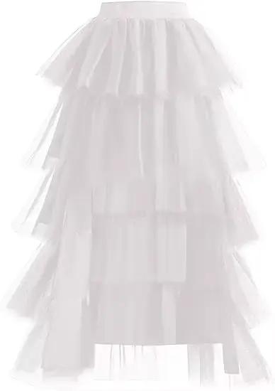 Jupe tutu en tulle bleu royal pour femme, taille élastique, haut-bas, couches, moelleux, princesse, 