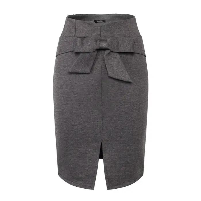 Nouvelle mode femmes jupe crayon longueur au genou taille haute élégante fente ouverte nœud jupe tai