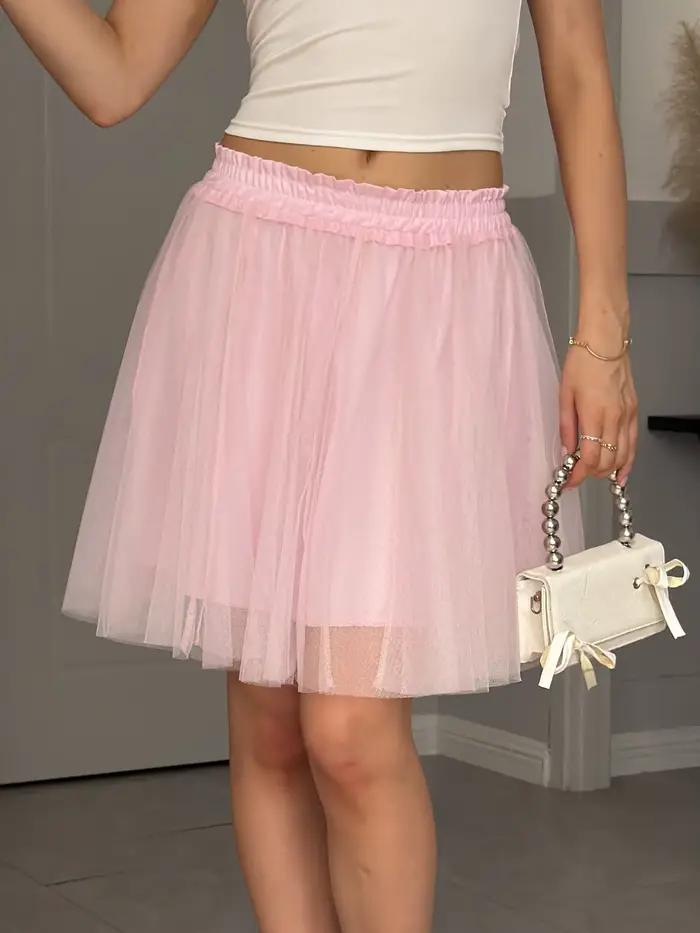Jupe transparente à taille élastique pour femme, jupe mini bouffante style ballerine