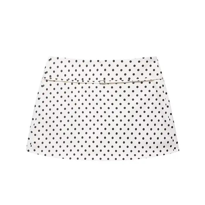 Mini-jupe-short pour femme, ceinture mode, imprimé à pois, taille mi-haute, décontractée d'été