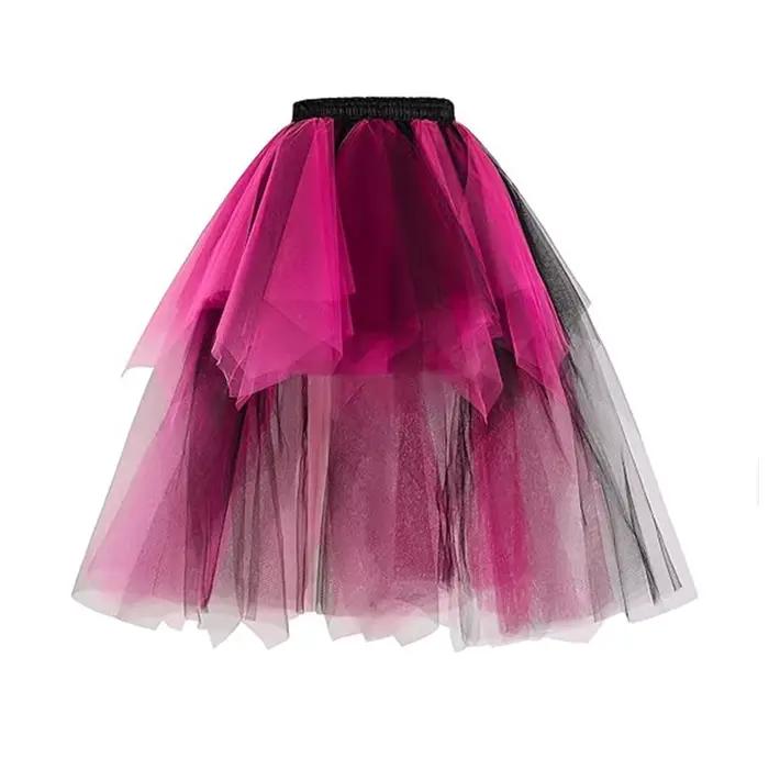 Jupes en Tulle pour femmes, jupon Tutu coloré Vintage, haut et bas, jupe de danse à bulles pour fête