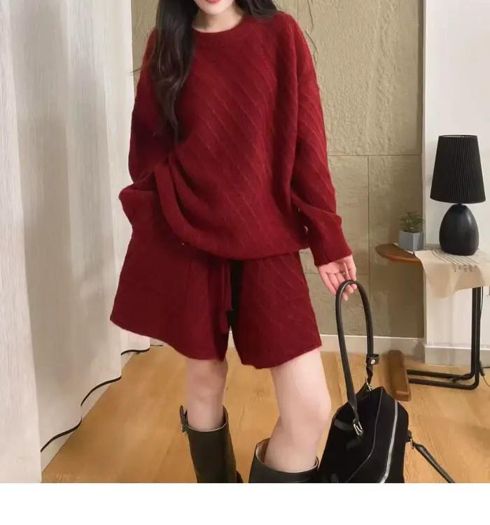 2025 nouveau ensemble de pull pour les femmes automne tricoté haut et jupe mode ample deux pièces en