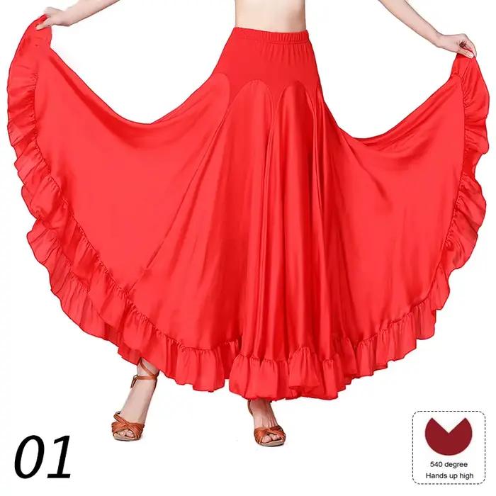 Jupe Flamenco espagnole pour femmes, grande balançoire à 540 degrés, robe de danse moderne pour sall