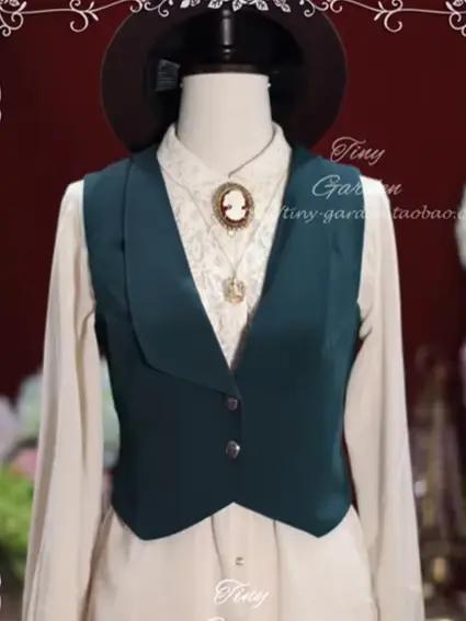 Ensemble jupe Lolita rétro britannique élégant, revers doux, glaçage à simple boutonnage, bord à vol