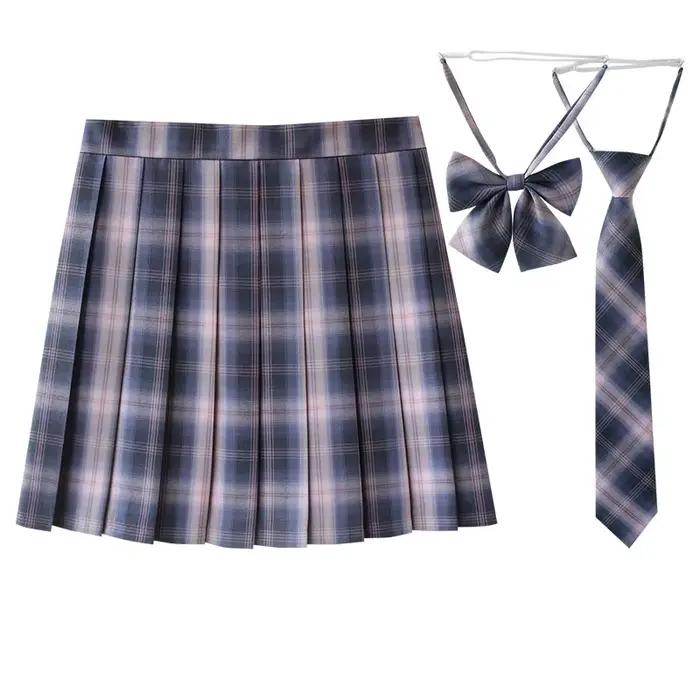 Jupes à carreaux taille réglable femmes été école japonaise jupes plissées taille haute Kawaii Jupe 