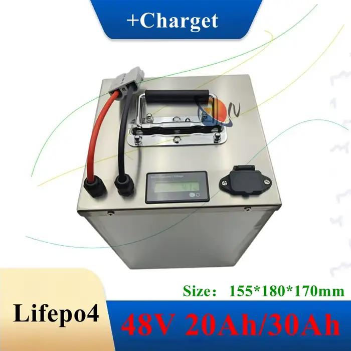 Batterie Lifepo4 48V, 20Ah, 30Ah, avec BMS, longue durée de vie, pour tricycle électrique 2000W, ave