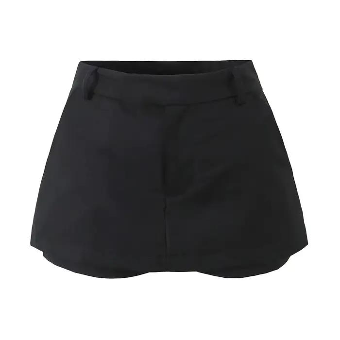 Jupe courte taille haute coréenne style Miu pour femme, coupe trapèze, amincissante, avec ceinture, 